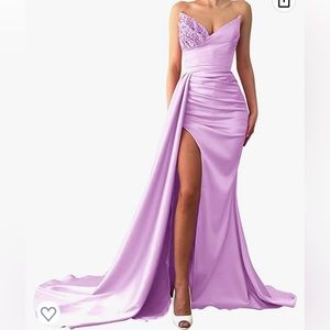 Lilac Prom Dress Strapless Satin + accessories included